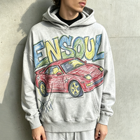 Sweat à capuche personnalisé épais 500 g/m² délavé à l'acide, style décontracté vintage, streetwear, imprimé numérique graphique, coupe ample