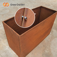 Fabricant chinois Gnee Garden, certifié ISO9001, bac à plantes carré en acier corten décoratif de grande taille pour aménagement paysager commercial