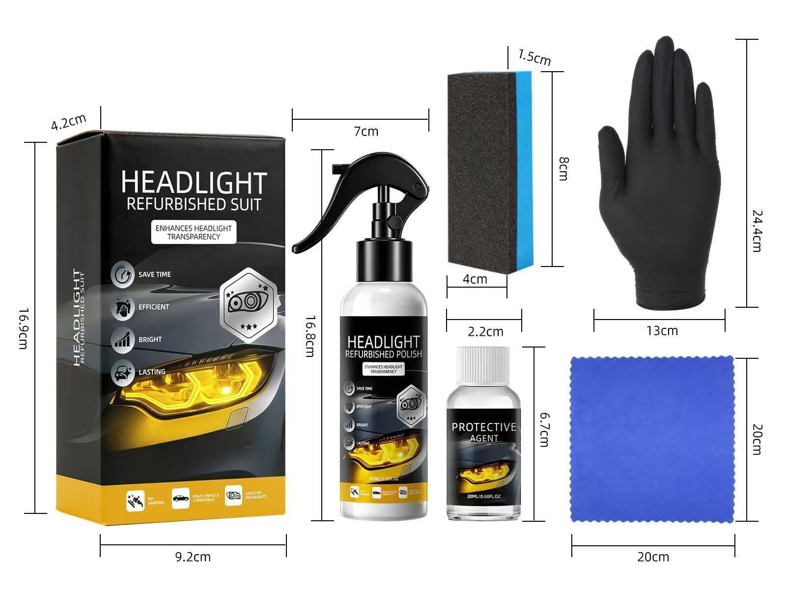 Kit de reparación de faros con guantes [versión mejorada]