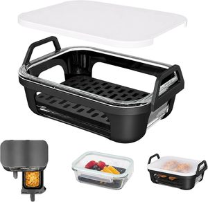 Revêtement en verre pour friteuse à <span class=keywords><strong>air</strong></span> <span class=keywords><strong>Ninja</strong></span> DualZone à <span class=keywords><strong>2</strong></span> paniers, ensemble d'accessoires 4 pièces pour <span class=keywords><strong>panier</strong></span> en verre DZ401 avec tapis en silicone - Product Image 1