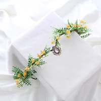 Diadema de Flores del Bosque Hecha a Mano para Boda, Tocado de Hada con Cristal, Accesorio de Disfraz de Elfo Renacentista para Mujer
