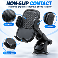 Support de téléphone universel pour voiture à ventouse télescopique réglable pour grille d'aération et pare-brise avec navigation GPS
