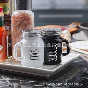 Bouteille d'assaisonnement transfrontalière, flacon pulvérisateur à trous pour barbecue, pot à assaisonnement pour viande et steak, pot à sel, tasse en verre avec poignée - Product Image 3
