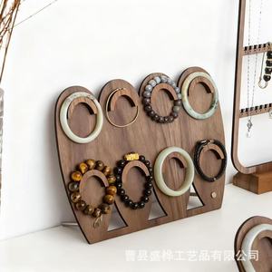 Présentoir à bijoux en bois pour colliers et bracelets, organisateur de bureau avec 4 crochets et découpes triangulaires pour accessoires de photographie - Product Image 5