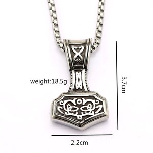 yunnique Men's Stainless Steel Viking Thor Hammer Pendant Necklace Double Sided Geometric Design Gift Jewelry - Product Image 5
