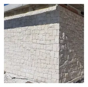 Natural Split Loose Rock Faced Square Shape White Sandstone Castle Ledge Stone For Wall Cladding