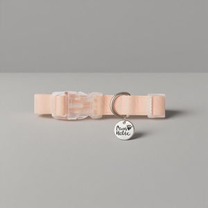 Rosa de lujo Simple elegante L tamaño impermeable collar de perro duradero recubierto de PVC patrón sólido personalizado todas las estaciones al por mayor OEM - Product Image 1