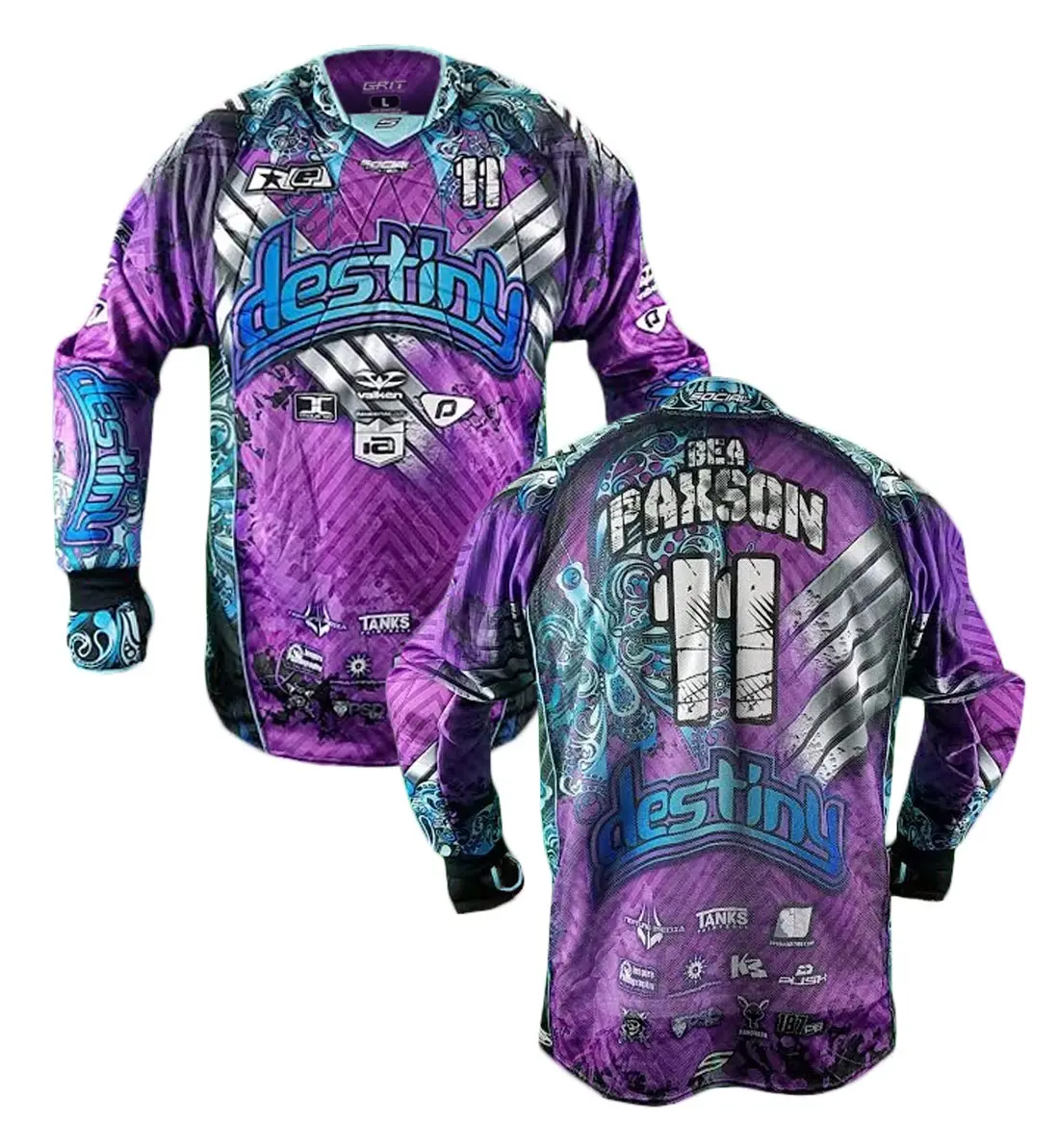 Gewohnheit ihre logo made China hk surge teal tops personalizado sublimation camo paintball jersey