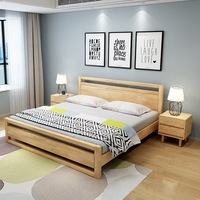 Ensemble lit double extra large moderne et luxueux pour chambre à coucher Mobilier de maison au design minimaliste simple et en bois massif