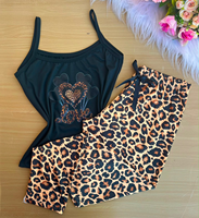 Ensemble de vêtements de détente pour femmes personnalisé, débardeur à bretelles spaghetti avec imprimé papillon, pantalon long à fleurs avec cordon élastique, vêtements de nuit en modal doux