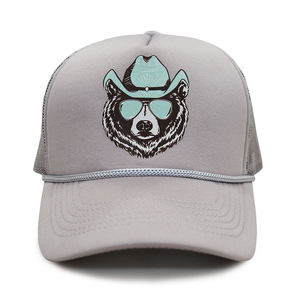 Gorra Trucker con Logotipo Personalizado, Diseño de Oso Vaquero del Oeste, Malla Gráfica Color Menta, Cierre a Presión, para Hombres, Deportes al Aire Libre - Product Image 3