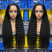Perruque 13x6 en cheveux humains vierges Remy vietnamiens bruts, sans colle, avec dentelle transparente HD complète, ondulations profondes et baby hair