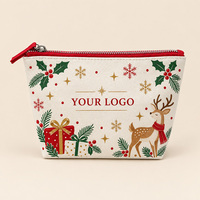 Pochette cosmétique en toile personnalisée pour Noël, avec fermeture éclair, trousse de toilette pour les fêtes, pour emballage cadeau et promotion en détail