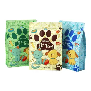 Miglior sacchetto di imballaggio in plastica per alimenti per animali domestici con fondo quadrato da 1KG con cerniera