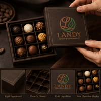 Boîte cadeau en bois pour chocolats à la truffe, emballage de luxe personnalisé pour bonbons avec séparateurs pour mariage, vente au détail, OEM, vente en gros