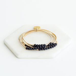 Natural Stone <strong>Agate</strong> Beaded Guitar <strong>String</strong> Bracelet Stacks,Stainless Steel Memory Spring Bracelets Set - Product Image 6
