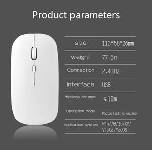 Portable Mini Ultra-thin Rechargeable <b>Wireless</b> Mouse Ergonomic 2.4GHz Vertical Gaming <b>Wireless</b> Mouse - Product Image 6