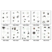 Autocollants de tatouage temporaire personnalisés en papier pour adulte, vert, toile d'araignée, image phosphorescente d'Halloween