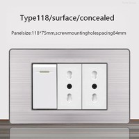 Prise murale multiprise 2 gangs avec panneau tactile, en acier inoxydable, norme italienne, 2 ports USB-C à charge rapide, IP20 16A