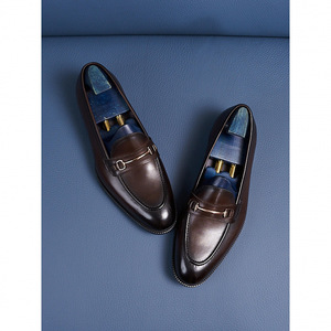 Men's style square-toe leather <b>shoes</b> with laces, <b>slip</b>-<b>on</b> office professional fashion, breathable and lightweight - Product Image 3