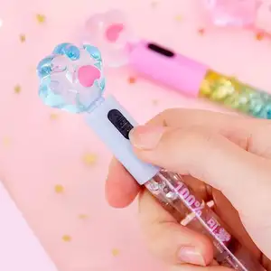 Cute Cat Lava Lamp Pen Glitter Kawaii School fornitori penne per ragazze bambini Rainbow Floating Glitter Liquid Pen regalo perfetto