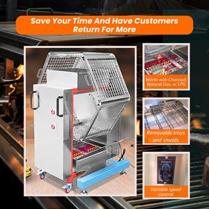 Meilleure vente Barbecue au charbon de bois brésilien à hauteur réglable Barbecue à gaz vertical zone froide Rôtissoire pour poulet/canard à bas prix - Product Image 3