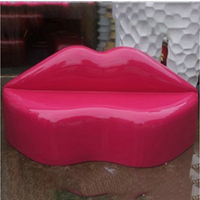 Y182 Banc en forme de lèvres rouges amusantes, chaise de restaurant, chaise d'attente publique, tabourets de loisirs modernes en fibre de verre durables et design