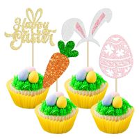 Oster-Kuchendekoration, Karotten-Häschen-Osterei-Cupcake-Topper für Babyparty Geburtstagstorten-Dekorationen