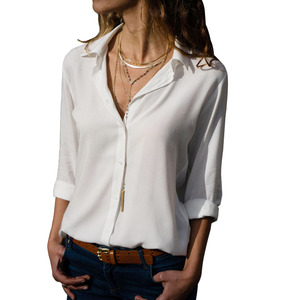 Camicette da donna <span class=keywords><strong>eleganti</strong></span> camicetta in Chiffon da lavoro con colletto rovesciato a maniche <span class=keywords><strong>lunghe</strong></span> camicetta Casual top - Product Image 5