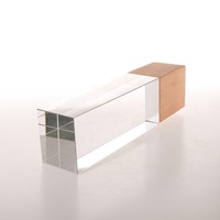 Trophée en cristal gravé personnalisé MH-JB220, Plaque de cristal en verre vierge avec Base en bois