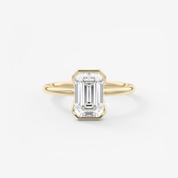 Bague de fiançailles solitaire à sangle fendue avec émeraude 3 carats et diamant de laboratoire, en or massif 14K/18K, certifiée IGI CVD/HPHT, personnalisable
