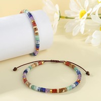 Braccialetto con 7 Chakra in Pietre Naturali Colorate, Cordino Intrecciato Regolabile, Perline Curative in Gemme per Yoga, Uso Quotidiano, Regalo