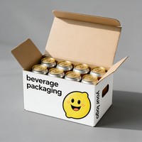 Boîte en papier biodégradable pour soda et eau gazeuse, flexographie, 6/8 packs de bouteilles de jus, boîte en papier avec logo personnalisé, boîte cadeau écologique