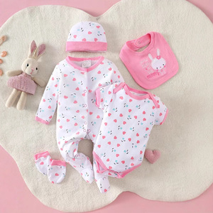 Pyjama bébé en coton doux antibactérien à cinq pièces, manches courtes, <span class=keywords><strong>Harper</strong></span>, long, pour grimper, printemps été, nouveau-né - Product Image 1