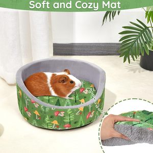 Cama pequeña para mascotas conejillo de indias escondite hámster Totoro escondite colchón suave hurón cama redonda con portavasos móvil - Product Image 3