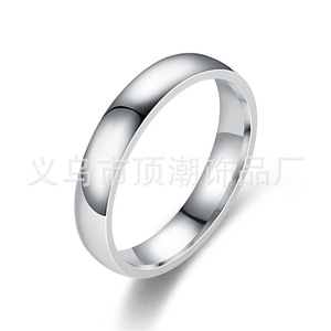 Jane Eyre Diseño simple Amantes de acero inoxidable Anillos de pareja 4 mm Oro y plata Titanio Acero Cara Lisa Anillo de mujer - Product Image 2