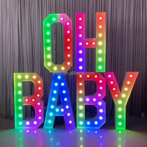 Lettres lumineuses géantes en métal pour événements de mariage, numéros de 0 à 9, OH BABY, 4 pieds, RGB LED, pour décoration d'anniversaire - Product Image 1