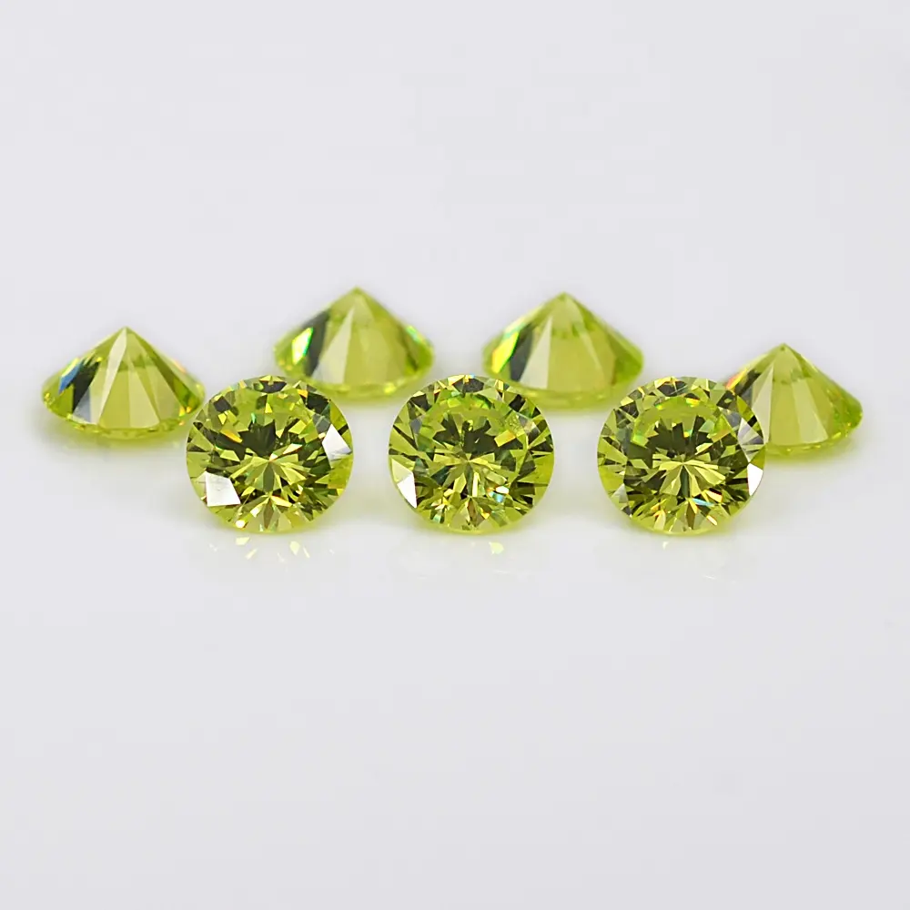 Special colorful loose zircon stone wholesale price round brilliant synthetic dark apple green cz for jewelry rings
