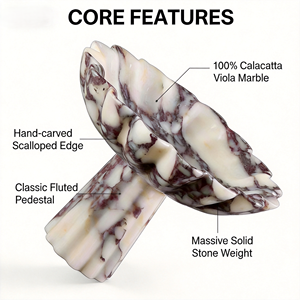 ถาดหินอ่อน Calacatta Viola ยี่ห้อ Silva Stone รูปทรงโค้งมน แกะสลักลายหินแท้ ใช้เป็นชามผลไม้เอนกประสงค์ ตกแต่งโต๊ะอาหาร - Product Image 3
