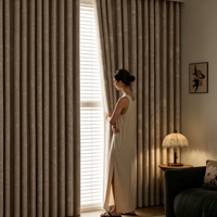 Rideaux occultants complets en chenille jacquard Monet Garden, draperies plissées françaises couleur champagne pour salon, vente en gros par ensemble