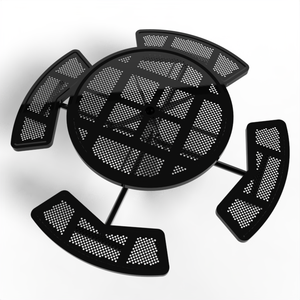 Set Tavolo e Sedie Rotondo in Metallo OEM da 46 Pollici per Giardino/Campeggio, Tavolo da Pranzo con Montaggio a <span class=keywords><strong>Terra</strong></span> in Metallo Espanso - Product Image 5