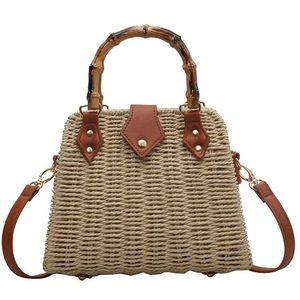 Grand <span class=keywords><strong>sac</strong></span> fourre-tout décontracté pour femmes, <span class=keywords><strong>sac</strong></span> à main en paille d'été pour la plage avec poignée en rotin tressé et chaîne - Product Image 5