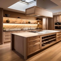 Armoires de cuisine modulaires en bois massif de style design moderne minimaliste avec îlot attrayant