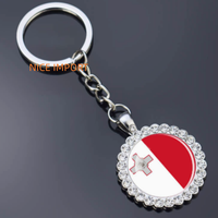 Porte-clés fleur en strass drapeau du Liban, très populaire, pour sac à dos, décoration de clés, breloque de portefeuille, souvenir de voyage