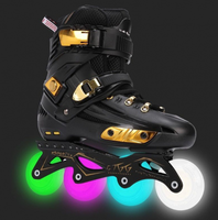 Patins à roulettes noir blanc réglable patins à roues alignées à cadre en alliage d'aluminium