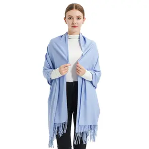 Custom Logo Luxury Scarf Square Cotton Soft Shawl Plain Pashmina Women Adult Popular Autumn and Winter Cotton Solid Scarf CN;JIN