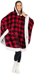 Manta Poncho Tipo Capa de Franela y Sherpa para Mujer, Diseño de Leopardo, Antiácaros, Personalizable, 1-1.5 kg, Marca Cozy <span class=keywords><strong>RESER</strong></span> - Product Image 3