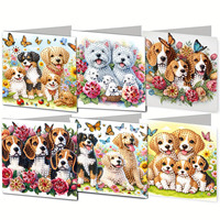 Kit de cartes de vœux à peindre au diamant DIY, 6 pièces, cartes de vœux artistiques à thème, adaptées aux anniversaires, Thanksgiving et aux cadeaux de fêtes