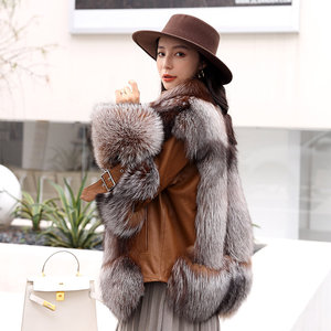 Giacca di pelliccia di volpe da donna alla moda con autentica pelle di pecora - Product Image 4
