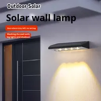 Lampe murale solaire extérieure étanche à LED blanc chaud en acier inoxydable IP65, auto-adhésive, dimmable, en polycarbonate, pour jardin